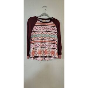 Self Esteem burgundy Aztec design long-sleeved tee